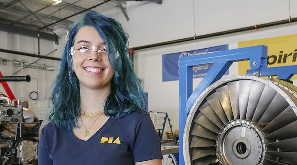 Elise Krause of Pasadena, Maryland, is the recipient of a $7,500 Mike Rowe Work Ethnic Scholarship. She is working on her Airframe &amp; Powerplant Certification at PIA.