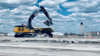 A rehabilitation project replacing the surface layer concrete on Runway 7R/25L is underway at Milwaukee Mitchell International Airport (MKE). The rehabilitation project uses recycled concrete aggregates to keep construction costs down.