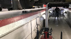 Vehicle lifting with the floor pit jack is done by an air-driven, fully hydraulic pump actuated by tandem foot pedals. Vehicle lifting with the floor pit jack is done by an air-driven, fully hydraulic pump actuated by tandem foot pedals.