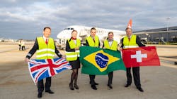 HB-AZG, an Helvetic Airways aircraft flew from Zurich to London on Sept. 2, reestablishing an essential link for the global financial community. Flight LX 456 was operated on behalf of Swiss International Air Lines. HB-AZG, an Helvetic Airways aircraft flew from Zurich to London on Sept. 2, reestablishing an essential link for the global financial community. Flight LX 456 was operated on behalf of Swiss International Air Lines.