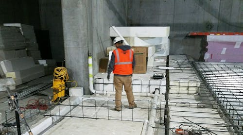 At SLC, once the Geofoam block and rebar grid were in place, Outsen and the RLW team poured the concrete walls directly within the Geofoam formwork, which remains structurally integral to the finished platform.