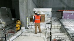 At SLC, once the Geofoam block and rebar grid were in place, Outsen and the RLW team poured the concrete walls directly within the Geofoam formwork, which remains structurally integral to the finished platform. At SLC, once the Geofoam block and rebar grid were in place, Outsen and the RLW team poured the concrete walls directly within the Geofoam formwork, which remains structurally integral to the finished platform.