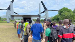 A U.S. military aircraft drops off aid on Friday, August 21, 2021 to Les Anglais, a remote community on Haiti's southern peninsula that was devastated by the August 14, 2021 earthquake. A U.S. military aircraft drops off aid on Friday, August 21, 2021 to Les Anglais, a remote community on Haiti's southern peninsula that was devastated by the August 14, 2021 earthquake.