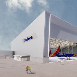 Development on a 27-acre site will include a hangar to accommodate up to three Boeing 737 aircrafts and apron space to accommodate up to eight Southwest Airlines jets, along with associated office and workshop space. The maintenance facility cost is estimated $135 million, which includes an investment of about $90 million from the airline.