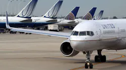 A United Airlines jet taxis at O'Hare International Airport.