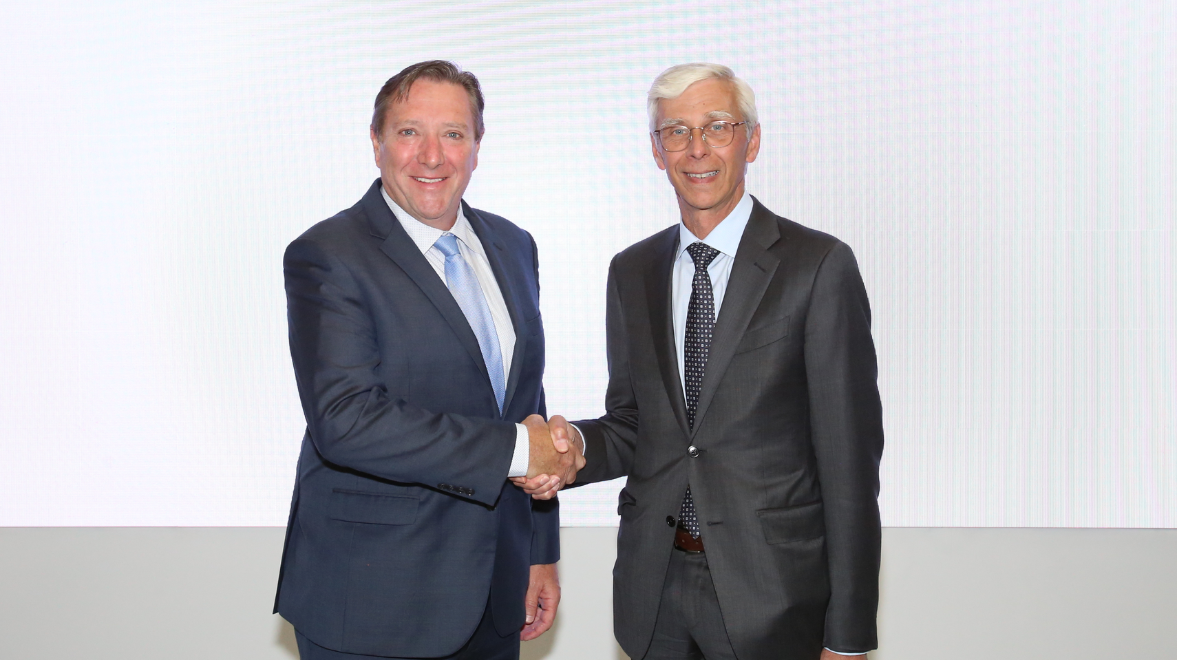 From left to right: Kyle A. Sparks, Chief Underwriting Officer GA/CR, Senior Vice President Starr Aviation &mdash; A Division within Starr Companies, and Nick Leontidis, Group President, Civil Aviation, CAE