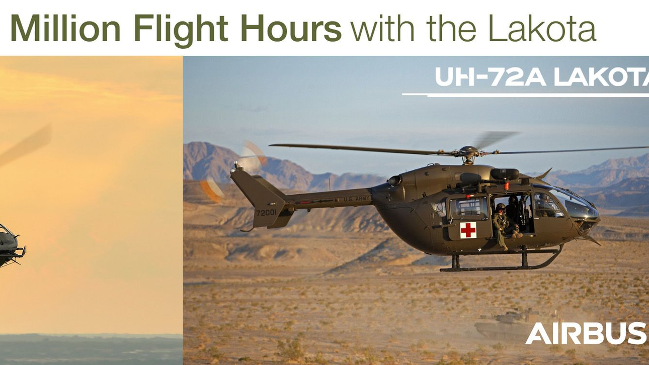 The Airbus Helicopters UH-72 Lakota fleet has exceeded the 1 million flight-hour mark, some 15 years after the first Lakota UH-72A entered service for the U.S.