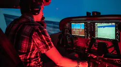 Students hone their skills in a Frasca Cessna 172 flight simulator on Embry-Riddle’s Daytona Beach Campus.