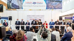 Left to right: Ron Mildiner, Deputy Federal Security Director, Transportation Security Administration; U.S. Sen. Mark Warner of Virginia; Governor Ralph Northam, Commonwealth of Virginia; William Sudow, Chairperson, Metropolitan Washington Airports Authority Board of Directors; John E. Potter, President and CEO, Metropolitan Washington Airports Authority; Mayor Muriel Bowser, Washington, D.C.; Congresswoman Eleanor Holmes Norton of the District of Columbia; Administrator David Pekoske of the Transportation Security Administration (TSA); Administrator Steve Dickson of the Federal Aviation Administration (FAA); American Airlines Executive Vice President Steve Johnson and Paul Malandrino, Vice President and Airport Manager, Reagan National Airport. Left to right: Ron Mildiner, Deputy Federal Security Director, Transportation Security Administration; U.S. Sen. Mark Warner of Virginia; Governor Ralph Northam, Commonwealth of Virginia; William Sudow, Chairperson, Metropolitan Washington Airports Authority Board of Directors; John E. Potter, President and CEO, Metropolitan Washington Airports Authority; Mayor Muriel Bowser, Washington, D.C.; Congresswoman Eleanor Holmes Norton of the District of Columbia; Administrator David Pekoske of the Transportation Security Administration (TSA); Administrator Steve Dickson of the Federal Aviation Administration (FAA); American Airlines Executive Vice President Steve Johnson and Paul Malandrino, Vice President and Airport Manager, Reagan National Airport.