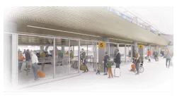 Entering the new security checkpoint on Level 6, new queuing vestibules.