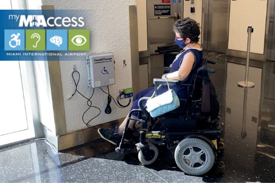One of many wheelchair charging stations at MIA.