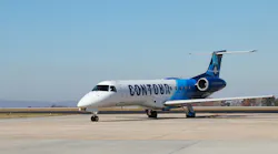 The inaugural Contour Airlines flight from Nashville International Airport lands at GSP.