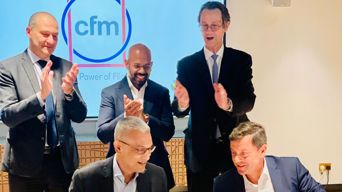 Akasa Air announced the purchase of CFM LEAP-1B engines to power its recently announced Boeing 737 MAX airplanes. The agreement that also includes spare engines and long-term services agreement is valued at nearly $4.5bn at list price Left to right: Vinay Dube, CEO, Akasa Air; Philippe Couteaux, EVP of sales & marketing, CFM International. Standing left to right: Jean-Paul Alary, CEO, Safran Aircraft Engines; Aditya Ghosh, co-founder, Akasa Air; Olivier Andri&egrave;s, CEO, Safran