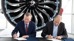 Bill Higgins, Albany International President and CEO, and Jean-Paul Alary, CEO of Safran Aircraft Engines