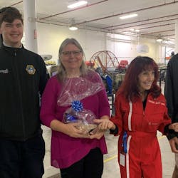 Epic Flight Academy Scholarship Winners pictured with Epic staff: (left to right) Abdul Maflahi, Tyler Vischer, Dr. Cindy Lovell (director of education), Captain Judy Rice (Epic Ground School instructor), and Luke Hamilton. (Not pictured: Julia Juedes.)