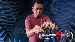 Seng Loong “Hanson” Yu, a Ph.D. candidate in Electrical Engineering and Computer Science at Embry-Riddle Aeronautical University, works in the WiDE Lab on Sensatek projects. He has designed antennas that can withstand the environments of turbine engines, which have temperatures of up to 1700 degrees Celsius. Seng Loong “Hanson” Yu, a Ph.D. candidate in Electrical Engineering and Computer Science at Embry-Riddle Aeronautical University, works in the WiDE Lab on Sensatek projects. He has designed antennas that can withstand the environments of turbine engines, which have temperatures of up to 1700 degrees Celsius.