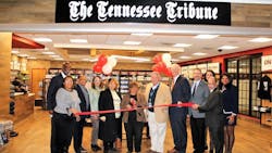 Nov. 19 guests celebrate the grand opening of The Tennessee Tribune store at Nashville International Airport with Tribune founder and publisher/CEO Rosetta Miller-Perry in a special tribute to her 30-year legacy. The state’s largest minority newspaper marks three decades serving the African-American community. Pictured left to right are Davita Taylor, vice president, Procurement & Business Diversity, Metropolitan Nashville Airport Authority (MNAA); Forrest E. Harris Sr., president, American Baptist College; Michael Hooks; Janet Hooks; Wanda Miller-Benson (Rosetta’s daughter); Rosetta Miller-Perry (center, holding scissors); Bill Freeman, chairman, MNAA Board of Commissioners; Doug Kreulen, president and CEO, MNAA; Matt Jennings, vice president, Fraport Tennessee; Jennifer Winchester, ACDBE partner, TRNA Nashville; Steve Benson; and Juney June, The Tennessee Tribune. Nov. 19 guests celebrate the grand opening of The Tennessee Tribune store at Nashville International Airport with Tribune founder and publisher/CEO Rosetta Miller-Perry in a special tribute to her 30-year legacy. The state’s largest minority newspaper marks three decades serving the African-American community. Pictured left to right are Davita Taylor, vice president, Procurement & Business Diversity, Metropolitan Nashville Airport Authority (MNAA); Forrest E. Harris Sr., president, American Baptist College; Michael Hooks; Janet Hooks; Wanda Miller-Benson (Rosetta’s daughter); Rosetta Miller-Perry (center, holding scissors); Bill Freeman, chairman, MNAA Board of Commissioners; Doug Kreulen, president and CEO, MNAA; Matt Jennings, vice president, Fraport Tennessee; Jennifer Winchester, ACDBE partner, TRNA Nashville; Steve Benson; and Juney June, The Tennessee Tribune.