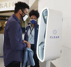 Clear, a biometric technology, scans a traveler's face and eyes to identify them without a photo ID. The optional service is now available at Palm Beach International Airport. Clear, a biometric technology, scans a traveler's face and eyes to identify them without a photo ID. The optional service is now available at Palm Beach International Airport.