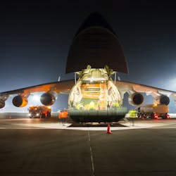 With a wingspan of 88.4 meters, a length of 84 meters and an empty weight of 285 tons, the six-engine Antonov An-225 is the longest and heaviest cargo aircraft in the world. Here, the unloading of the Antonov An-225 at Rzesz&oacute;w Airport in Poland.