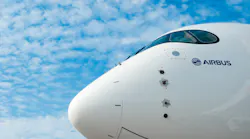 The nose of an Airbus A350. Airbus had lagged behind Boeing on orders through October.