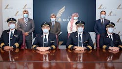 Gulf Air has developed for the first time an in-house type rating course for its pilots who fly Airbus to be qualified to fly its Boeing 787-9 Dreamliner fleet. Approved by Bahrain’s Civil Aviation Affairs, the course was fully conducted by Gulf Air’s experienced Bahraini instructors. The first pilots who successfully completed the course were Captain Jasim Abu Idrees and Captain Mohamed Shabib. Gulf Air has developed for the first time an in-house type rating course for its pilots who fly Airbus to be qualified to fly its Boeing 787-9 Dreamliner fleet. Approved by Bahrain’s Civil Aviation Affairs, the course was fully conducted by Gulf Air’s experienced Bahraini instructors. The first pilots who successfully completed the course were Captain Jasim Abu Idrees and Captain Mohamed Shabib.