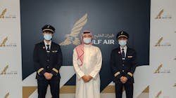 Gulf Air, the national carrier of the Kingdom of Bahrain, continues moving forward in keeping Bahrainization. New pilots, Yaser Al Madani and Mohammed Yaquob, joined as First Officers. Gulf Air’s Acting Chief Executive Officer Capt. Waleed AlAlawi congratulated the new pilots. Gulf Air, the national carrier of the Kingdom of Bahrain, continues moving forward in keeping Bahrainization. New pilots, Yaser Al Madani and Mohammed Yaquob, joined as First Officers. Gulf Air’s Acting Chief Executive Officer Capt. Waleed AlAlawi congratulated the new pilots.
