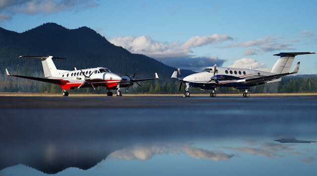 The King Air 350 being flight tested across the U.S. joins the King Air 200 modification on its evaluation journey, both featuring Tamarack patented load alleviation capabilities.