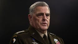 U.S. Chairman of Joint Chiefs of Staff Gen. Mark Milley, seen here on July 21, 2021, in Arlington, Virginia, spoke with a top Russian military leader about growing tensions over Ukraine. U.S. Chairman of Joint Chiefs of Staff Gen. Mark Milley, seen here on July 21, 2021, in Arlington, Virginia, spoke with a top Russian military leader about growing tensions over Ukraine.