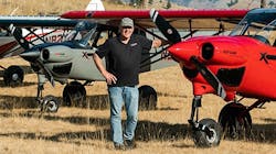 Jim Richmond at Mile High airstrip in Idaho with several CubCrafters NX Cubs.