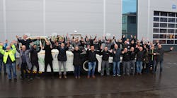 The Phoenix E team celebrating delivery of the first customer vehicle. The Phoenix E team celebrating delivery of the first customer vehicle.