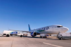 On Dec. 1, 2021, this United Airlines 737 Max 8 became the first commercial airliner to use biofuel as the sole fuel for one of its engines.