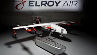 Elroy Air&apos;s pre-production Chaparral vehicle: the first end-to-end autonomous vertical take-off and landing (VTOL) aerial cargo system, designed for aerial transport of 300-500 lbs of goods over a 300 mile range for commercial, humanitarian, and defense logistics.