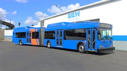 Complete Coach Works (CCW) converted a 60-foot articulated diesel-powered bus to battery electric. Complete Coach Works (CCW) converted a 60-foot articulated diesel-powered bus to battery electric.