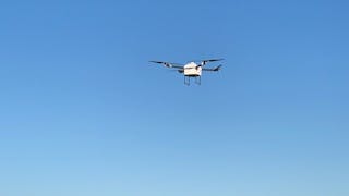 Workhorse in flight. Specific drone models won&rsquo;t be used in the initial feasibility study, but this image shows a model from a previous Airspace Link event showcasing drone capability in package delivery.