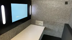 The inside of an escape pod from Jabbrrbox at Syracuse Hancock International Airport.