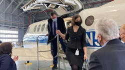 Sen Mark Warner and Rep Elaine Luria, D-Norfolk, get briefings on NASA Langley Research Center's current work. Sen Mark Warner and Rep Elaine Luria, D-Norfolk, get briefings on NASA Langley Research Center's current work.