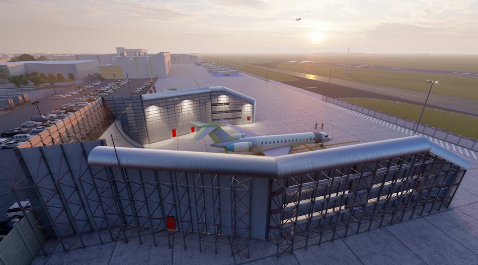 Blast Deflectors Inc. has been selected by Bombardier to design, manufacture and install an aircraft test facility for the new state&dash;of&dash;the art Bombardier Global Manufacturing Centre located at Toronto Pearson International Airport. The ground run&dash;up enclosure will be used for pre&dash;delivery engine testing of all Global business jets.