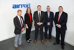 From left to right &ndash; Rob Allen (Airpart co-founder), Louise Scott (PASL CFO), Steve Page (PASL CEO), Howard Povey (PASL Business Development Director) and David McHugh (Airpart co-founder).