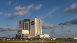 Vehicle Assembly Building after the Space X Crew-2 launch at Kennedy Space Center, in Cape Canaveral, Fla., Friday, April 23, 2021. NASA astronauts Shane Kimbrough and Megan McArthur, as well as France s Thomas Pesquet and Japan s Akihiko Hoshide flew on the SpaceX Falcon 9 rocket.