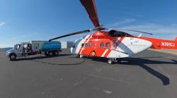 The S-92 aircraft, operated by Milestone Aviation, fuels up on biofuel. The S-92 aircraft, operated by Milestone Aviation, fuels up on biofuel.