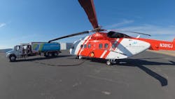 The S-92 aircraft, operated by Milestone Aviation, fuels up on biofuel. The S-92 aircraft, operated by Milestone Aviation, fuels up on biofuel.