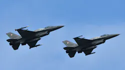 Polish F-16 fighters during air force exercises on Starokostyantyniv military airbase on Oct. 12, 2018.