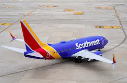 A Southwest Airlines flight taxis to the runway at Dallas Love Field on Thursday, Jan. 7, 2021, in Dallas.