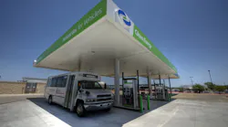 A natural gas fueling station is located on AUS property as part of a partnership with Clean Energy.