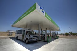 A natural gas fueling station is located on AUS property as part of a partnership with Clean Energy.
