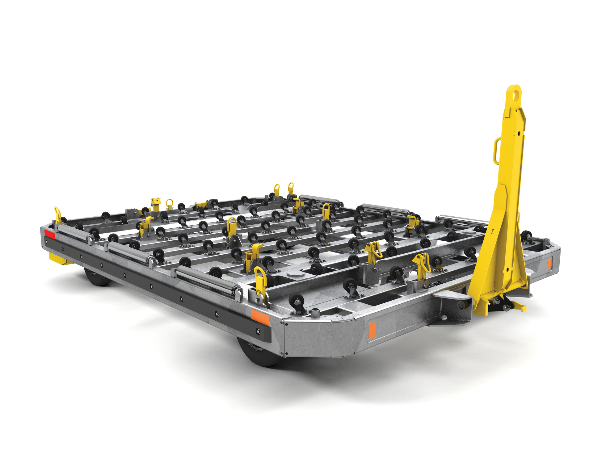 The EasyLift Towbar System on FAST's M-Series dolly allows increased control during tow-bar motion and lowers the forces required to raise the tow-bar.