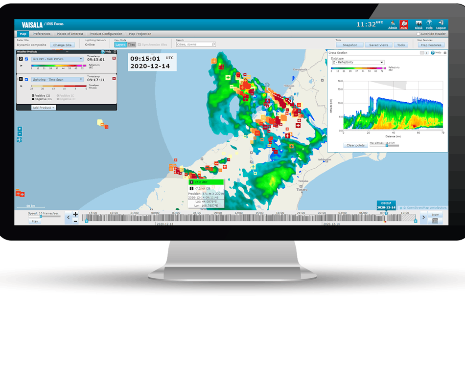 IRIS Focus provides a uniquely rich set of tools for viewing and analyzing weather radar data.