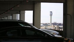 View of the air traffic control tower from the fourth floor of the Smart Parking Garage at Cleveland Hopkins International Airport. The garage will undergo substantial repairs in 2022. View of the air traffic control tower from the fourth floor of the Smart Parking Garage at Cleveland Hopkins International Airport. The garage will undergo substantial repairs in 2022.