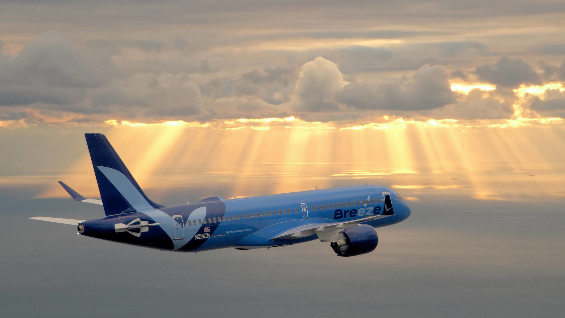 Copyright Breeze Airways A220 With Viasat Radome