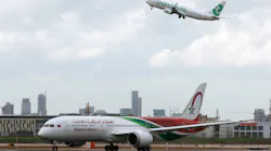 A Royal Air Maroc (RAM) Boeing 787-9 'Dreamliner' aircraft lands at Israel's Ben Gurion Airport, in Lod, on March 13, 2022, after flying RAM's first scheduled commercial flight from Casablanca.